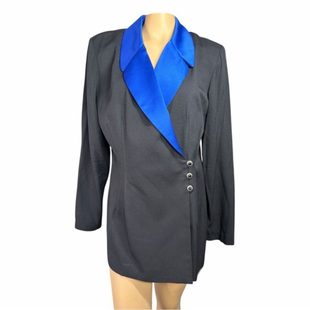 Vintage Fattaneh Bahari Black & Blue Blazer Size 14
